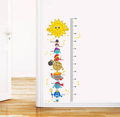 Multicoloured Solar System And Height Measurements Chart For Kids - Kids Room Vinyl Wall Stickers