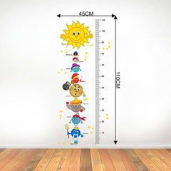 Multicoloured Solar System And Height Measurements Chart For Kids - Kids Room Vinyl Wall Stickers