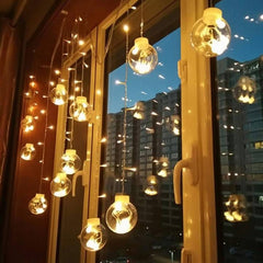 138 LED String Lights, Ball Curtain String Lights with 8 Flashing Modes Decoration - Ball Curtain