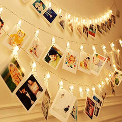 D.I.Y. 16 LED Photo Clip String Lights, D.I.Y.Home Decoration Hanging Fairy Lights, 16 Photo Clips Warm White