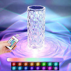 Crystal Rose Diamond 16 Color Rgb Changing Mode Led Night Lights - Usb Remote And Touch Control Desk Lamp